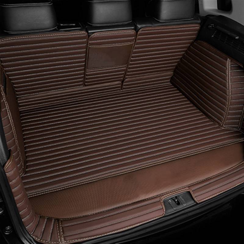 Vollständig Umrandetes Kofferraummatten-Set Für Tesla Für Modell Y 2021 TPE XPE Stripe Cargo Pad Autoinnenausstattung Kofferraum(Kaffee) von YSQOFD