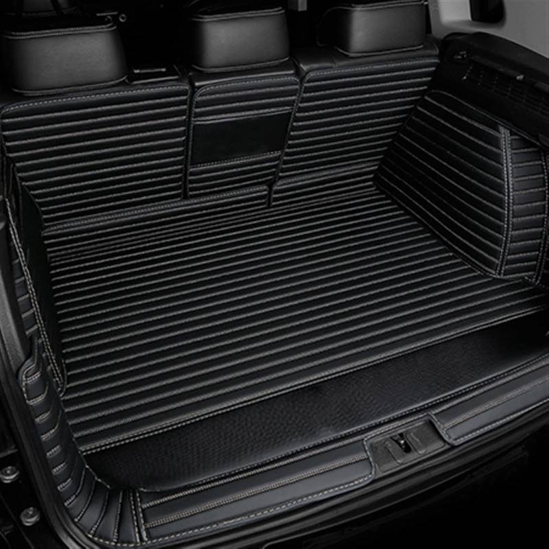 Vollständig Umrandetes Kofferraummatten-Set Für Tesla Für Modell Y 2021 TPE XPE Stripe Cargo Pad Autoinnenausstattung Kofferraum(Schwarzbeige) von YSQOFD