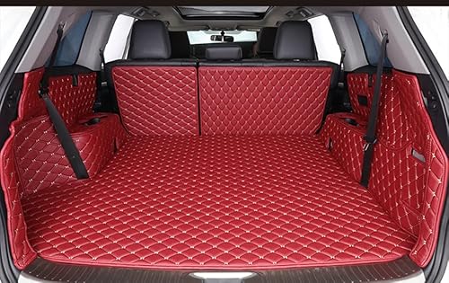 Vollständige Abdeckung Kofferraummatten Für Tesla Für Modell X 6 Sitz 2016-2019 Autozubehör Automatten Kofferraum(Rot) von YSQOFD