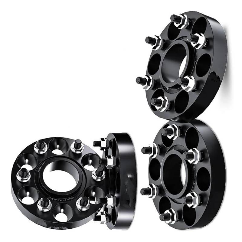 WheelSpacers 2/4 stück 30/35/38mm PCD 6X 139,7 CB 93,1mm Spurverbreiterungen Adapter 6 Lug für Ford M12x 1,5 Spürverbreiterungsatz(4Pcs Black 35mm) von YSQOFJDFJ