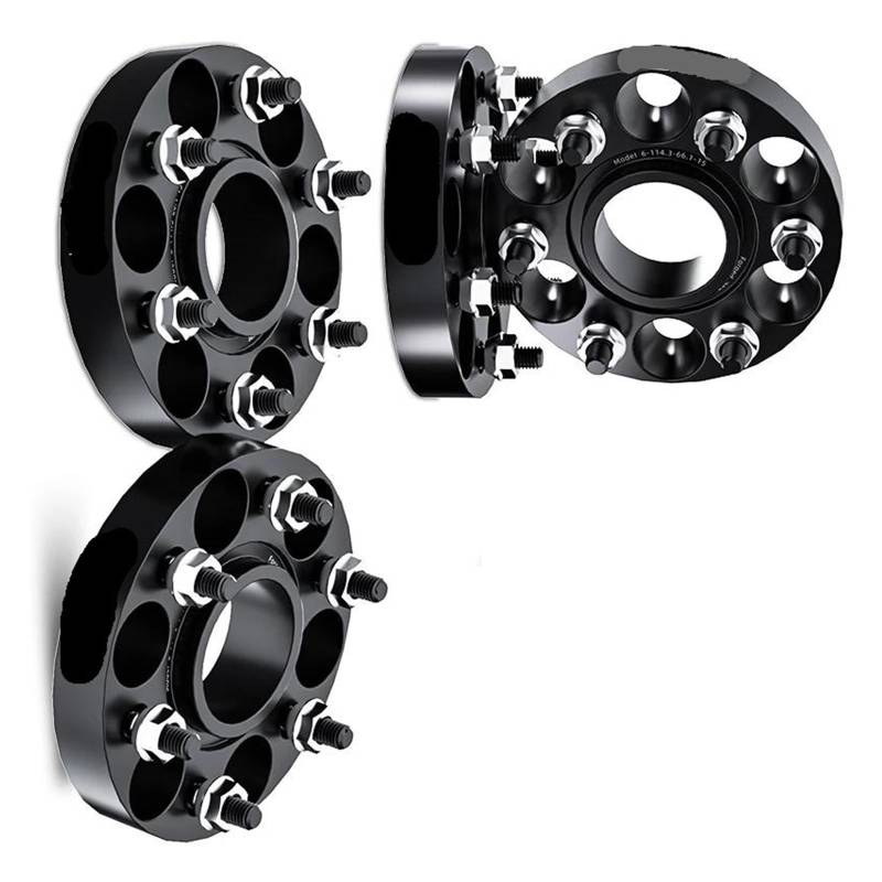 WheelSpacers 2/4 stück 30/35/38mm PCD 6x139,7 CB 93,1mm Spurverbreiterungen Adapter 6 Lug Für Ford M12x1,5 Spürverbreiterungsatz(4Pcs Black 35mm) von YSQOFJDFJ