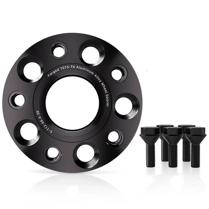 WheelSpacers 2/4 stücke 5x112 CB 57,1 M14 * 1,5 Hub Centric Schwarz Geschmiedet Rad Spacer Für Tiguan Flansch Plate15/20/25/30mm Spürverbreiterungsatz(4pcs 30mm) von YSQOFJDFJ