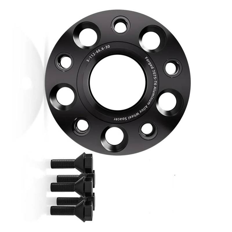 WheelSpacers 2/4 stücke 5x112 CB 57,1 M14 * 1,5 Hub Centric Schwarz Geschmiedet Rad Spacer Für Tiguan Flansch Platte 15/20/25/30mm Spürverbreiterungsatz(4pcs 30mm) von YSQOFJDFJ