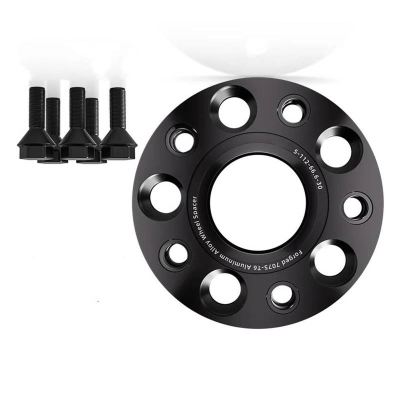 WheelSpacers 2/4 stücke 5x112 CB 57,1 M14 * 1,5 Hub Centric Schwarz Geschmiedet Rad Spacer Für VW Flansch Platte 15/20/25/30mm Spürverbreiterungsatz(4pcs 35mm) von YSQOFJDFJ