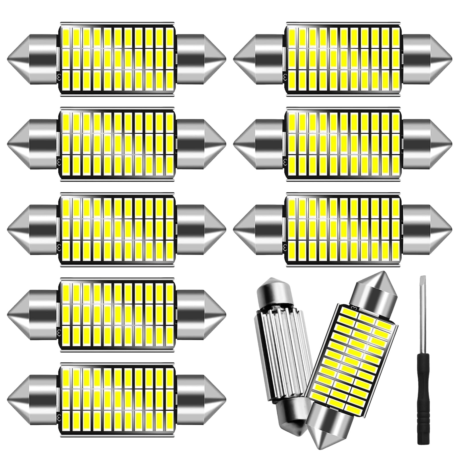 YSWOVUO Auto LED Innenbeleuchtung, 10 Stück 41MM Led Auto Innenraumbeleuchtung Mit Kühlkörper Auf der Rückseite, Plug and Play Innen Beleuchtung, Weiße Licht YSWOVUO Auto LED Innenbeleuchtung, 10 Stück 41MM Led Auto Innenraumbeleuchtung Mit Kühlkörper Auf der Rückseite, Plug and Play Innen Beleuchtung, Weiße Licht von YSWOVUO