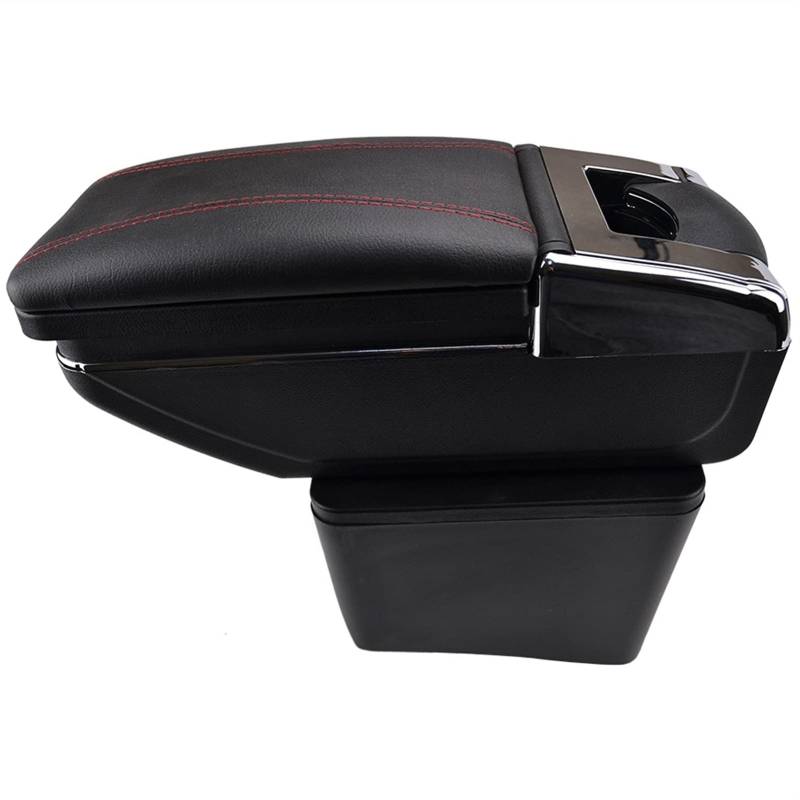 Aufbewahrungsbox Armlehne Für Polo Vento 2010 2011 2012 2013 2014 2015 2016 2017 2017 Drehbare Mittelkonsolenarmlehne(Red thread) von YTREAMC