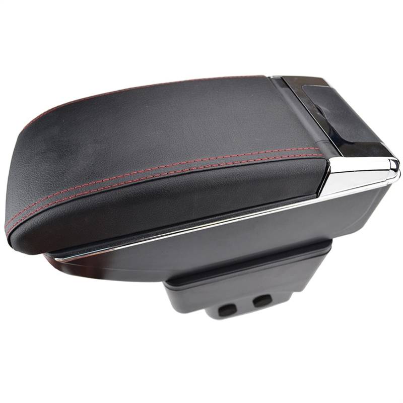 Aufbewahrungsbox Mittelkonsole Dual Layer PU Leder 2013 2014 2015 2016 2017 Armlehne Armlehne Tablett Für Ford Ecosport(Red thread) von YTREAMC