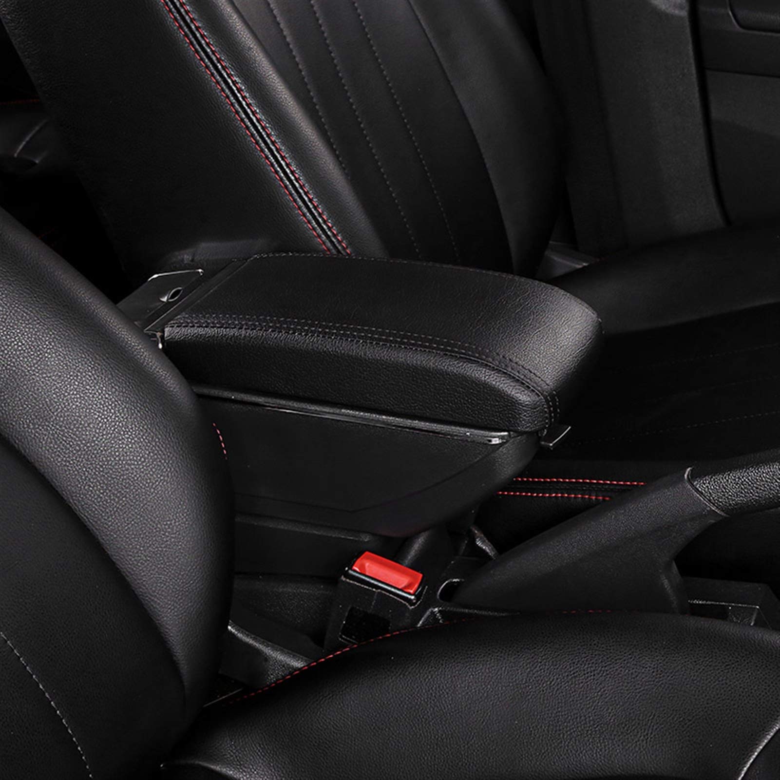 Für Chevrolet Trax Tracker Riseable Armlehnenbox Dual Layer Central Store Content Box Aschenbecher Mit USB-Autozubehör(Black-Black) von YTREAMC