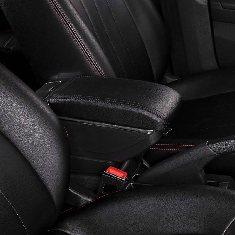 Für Chevrolet Trax Tracker Riseable Armlehnenbox Dual Layer Central Store Content Box Aschenbecher Mit USB-Autozubehör(Black-Black) von YTREAMC