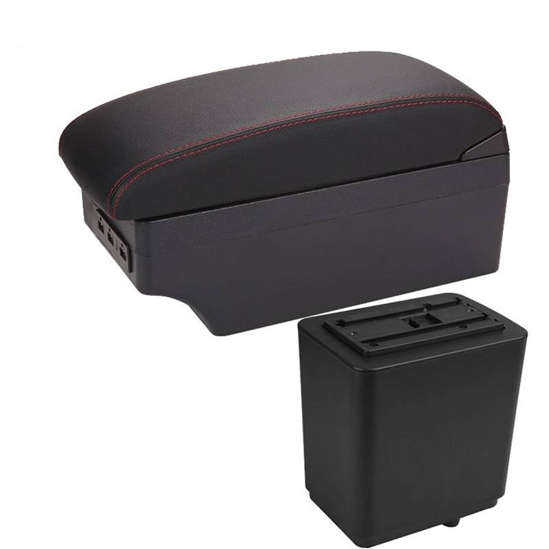 Für Citroen Berlingo Nachrüstteile Aufbewahrungsbox Autozubehör USB(Black- red line) von YTREAMC