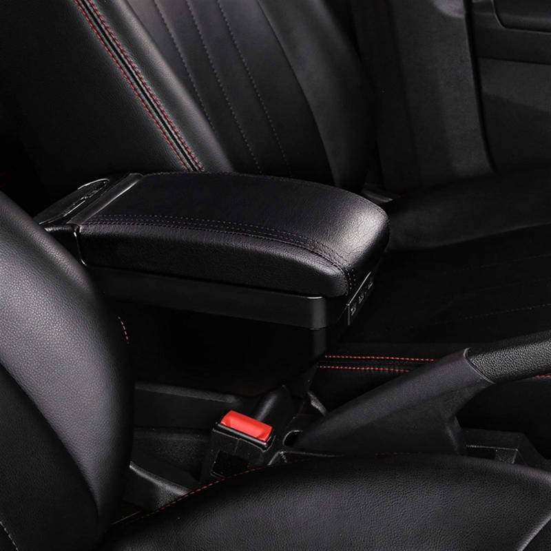 Für Mazda CX-3 CX 3 Zentraler Inhalt Aufbewahrungsbox Dual Layer Versenkbare Armlehnenbox U-SB Getränkehalter Aschenbecher(Black-Black) von YTREAMC