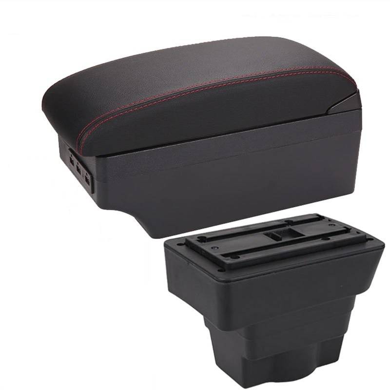 Für Opel Astra J Nachrüstteile Auto Armlehne Center Aufbewahrungsbox Autozubehör USB Einfach Zu Installieren(Black- red line) von YTREAMC