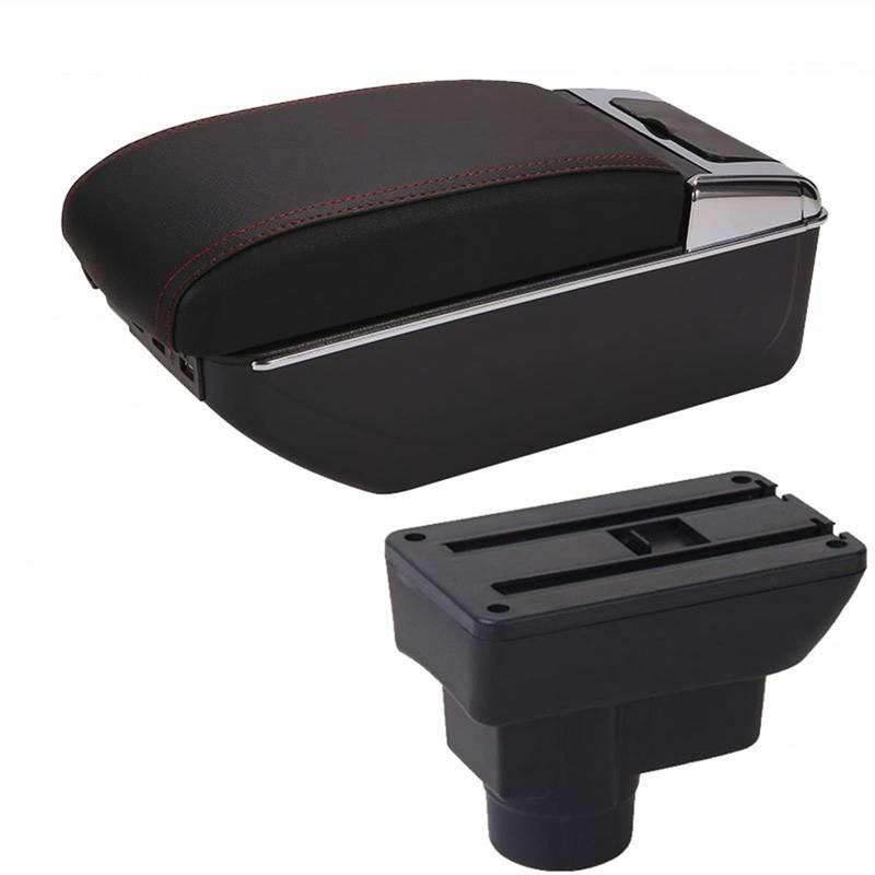 Für Opel Corsa D Innenaufbewahrungsbox Nachrüstteile Mit USB(Black- red line) von YTREAMC