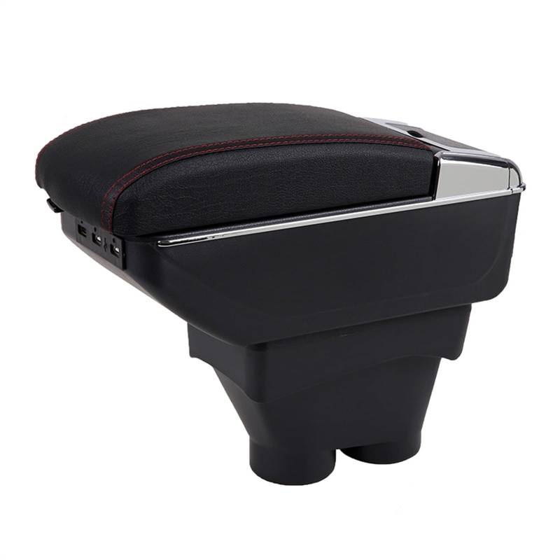 Für Peugeot 208 Armlehnenbox Dual Layer Gestreckt Central Store Content Box Getränkehalter Aschenbecher U-SB(Red-Black) von YTREAMC