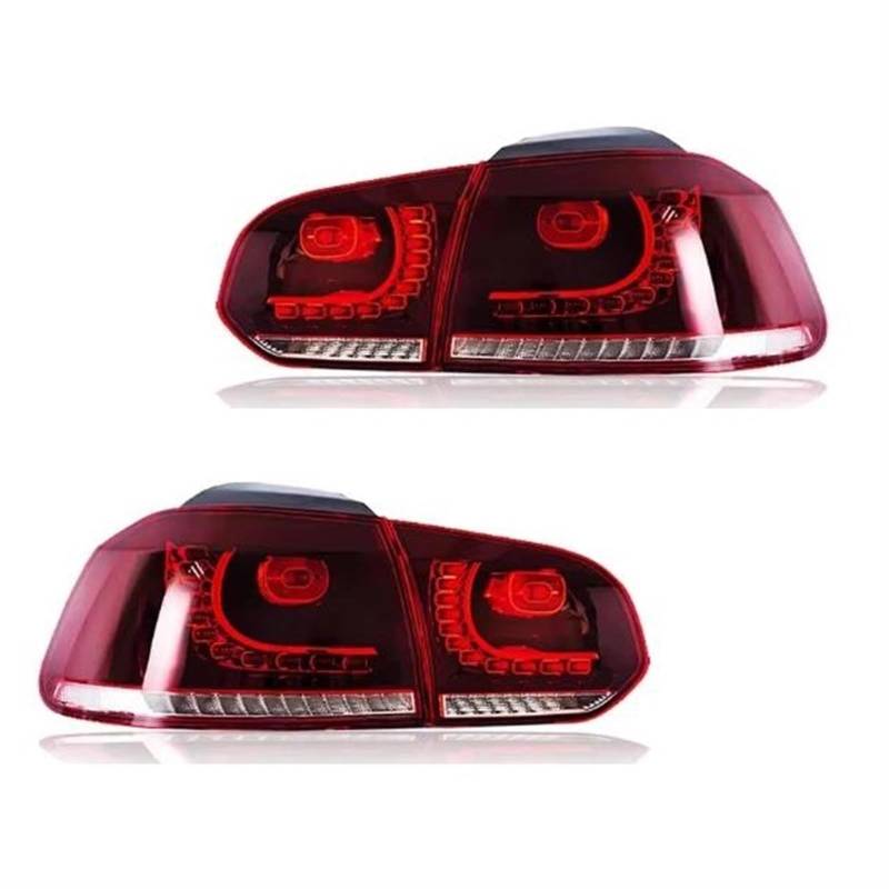YTREAMC Autolichter Für Golf 6 Für Golf6 LED-Rücklicht 2009-2012 MK6 R20 Hintere Bremsleuchte Bremssignal DRL Rückwärtsgang Autozubehör(Rood) von YTREAMC