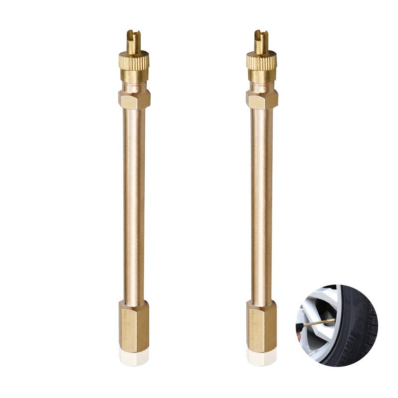 YTSMFL Ventilverlängerung Autoventil, 2 Stück Verlängerung Adapter Messing 10cm Reifen Ventiladapter für Auto, LKW & Fahrrad Kompatibel mit Reifenventil von YTSMFL