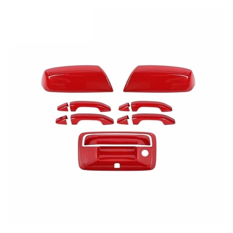 Kompletter Rückspiegel Für Chevrolet Für Silverado Für GMC Für Sierra 2014 2015 2016 2017 2018 Auto Tür Schwanz Türgriff Rückspiegel Dekoration Shell Abdeckung Komplette Außenspiegel Auto(Red) von YUCHUJCGSS
