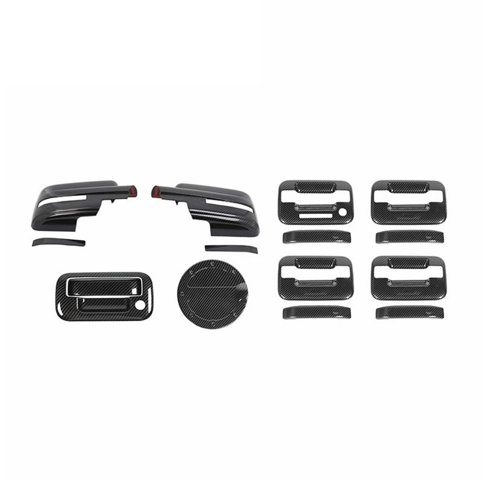 Kompletter Rückspiegel Für Ford Für F150 2009 2010 2011 2012 2013 2014 Auto Rückspiegel Tür Griff Tankdeckel Dekoration Shell Abdeckung Komplette Außenspiegel Auto(Black Carbon Fiber) von YUCHUJCGSS