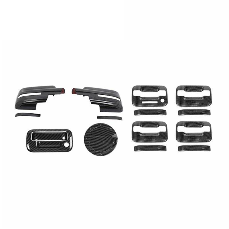 Kompletter Rückspiegel Für Ford Für F150 2009 2010 2011 2012 2013 2014 Auto Rückspiegel Tür Griff Tankdeckel Dekoration Shell Abdeckung Komplette Außenspiegel Auto(Black Carbon Fiber) von YUCHUJCGSS