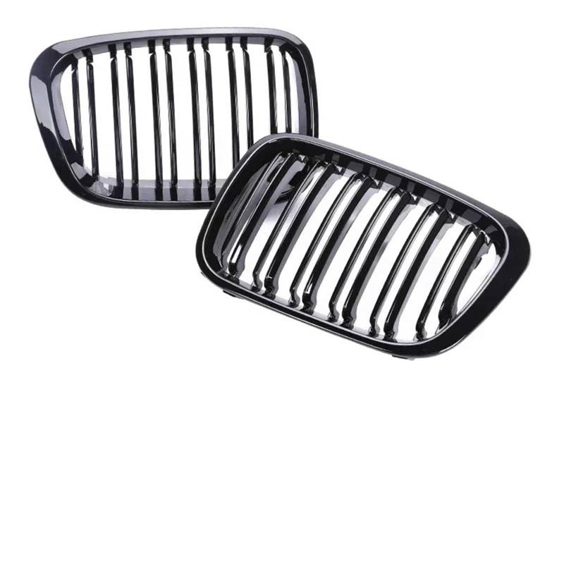 Nierengitter Grill Für 3er E46 318i 320i 325i 330i 1998-2001 2/4 Türen Grill Auto Front Nierengrill Schwarz Glänzend Racing Grille Zubehör Kühlergrill Vorne(4 Dual Gloss Black) von YUCHUJCGSS