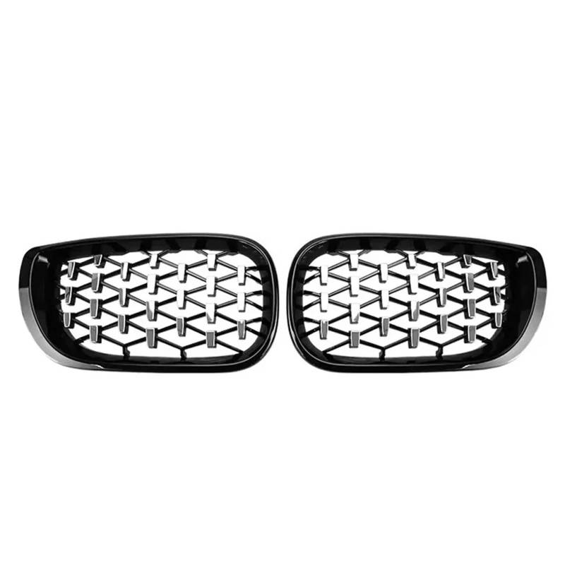 Nierengitter Grill Für 3er E46 325i 4-Türer 2002-2004 Hochglanz-Einzellinien-Stil Front-Nieren-Renngitter Obere Gitter Im Diamant-Stil Kühlergrill Vorne(Diamond-Chrome Black) von YUCHUJCGSS