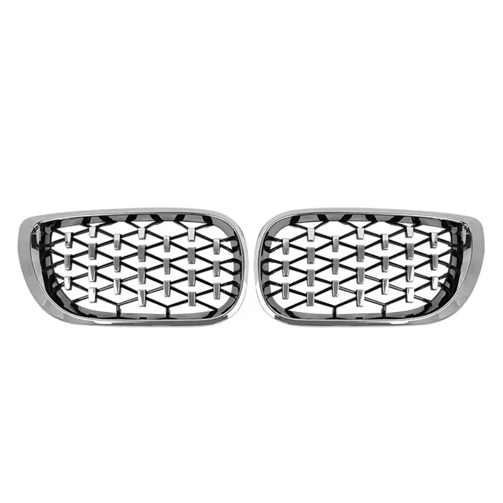 Nierengitter Grill Für 3er E46 325i 4-Türer 2002-2004 Hochglanz-Einzellinien-Stil Front-Nieren-Renngitter Obere Gitter Im Diamant-Stil Kühlergrill Vorne(Diamond-Silver) von YUCHUJCGSS