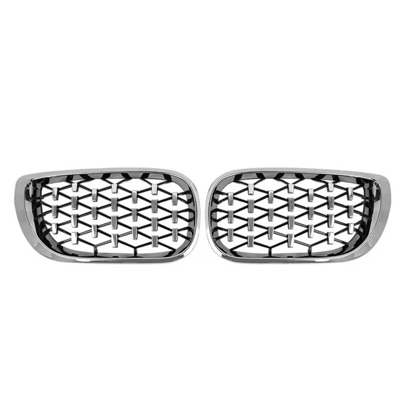 Nierengitter Grill Für 3er E46 325i 4-Türer 2002-2004 Hochglanz-Einzellinien-Stil Front-Nieren-Renngitter Obere Gitter Im Diamant-Stil Kühlergrill Vorne(Diamond-Silver) von YUCHUJCGSS