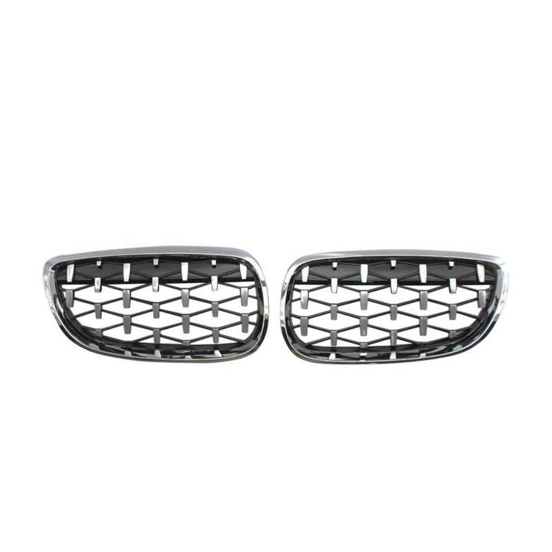 Nierengitter Grill Für 3er E92 E93 Coupé 2006–2010 Fronthaube Nierengrill Diamant Meteor Grill Glanz Schwarz Außenzubehör Kühlergrill Vorne(Silver) von YUCHUJCGSS