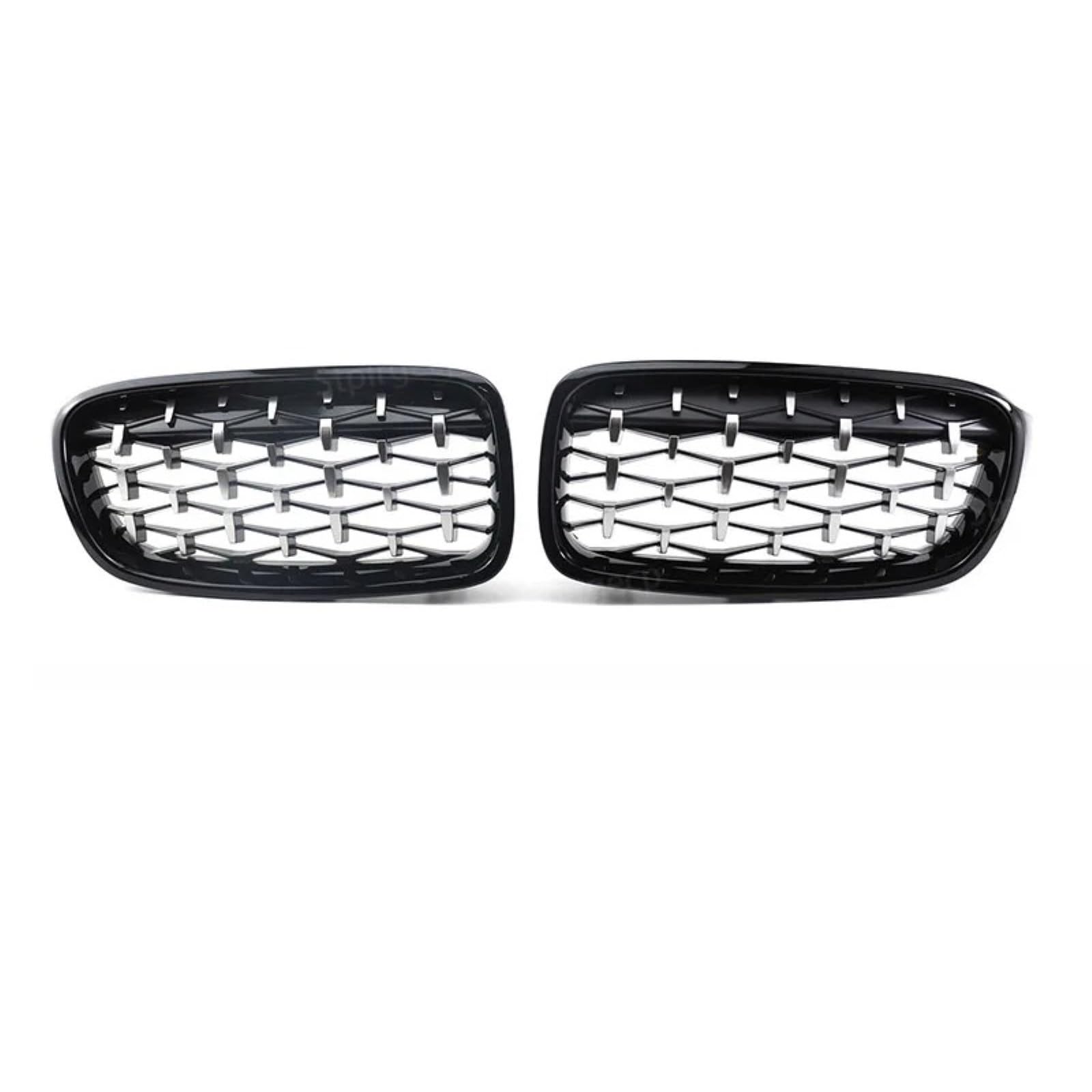 Nierengitter Grill Für 3er F30 F31 F35 2011-2019 Frontstoßstange Nierengrill Doppellamellen Racing Sportgrill Autozubehör Kühlergrill Vorne(Black and Sliver) von YUCHUJCGSS