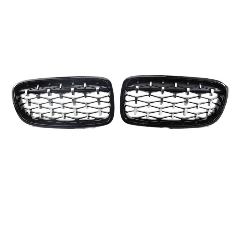 Nierengitter Grill Für 3er F30 F31 F35 2011-2019 Frontstoßstange Nierengrill Doppellamellen Racing Sportgrill Autozubehör Kühlergrill Vorne(Black and Sliver) von YUCHUJCGSS