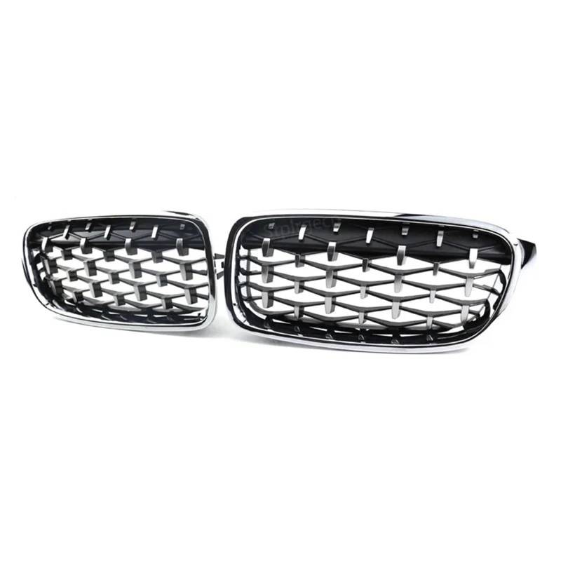 Nierengitter Grill Für 3er F30 F31 F35 2011-2019 Frontstoßstange Nierengrill Doppellamellen Racing Sportgrill Autozubehör Kühlergrill Vorne(Sliver) von YUCHUJCGSS