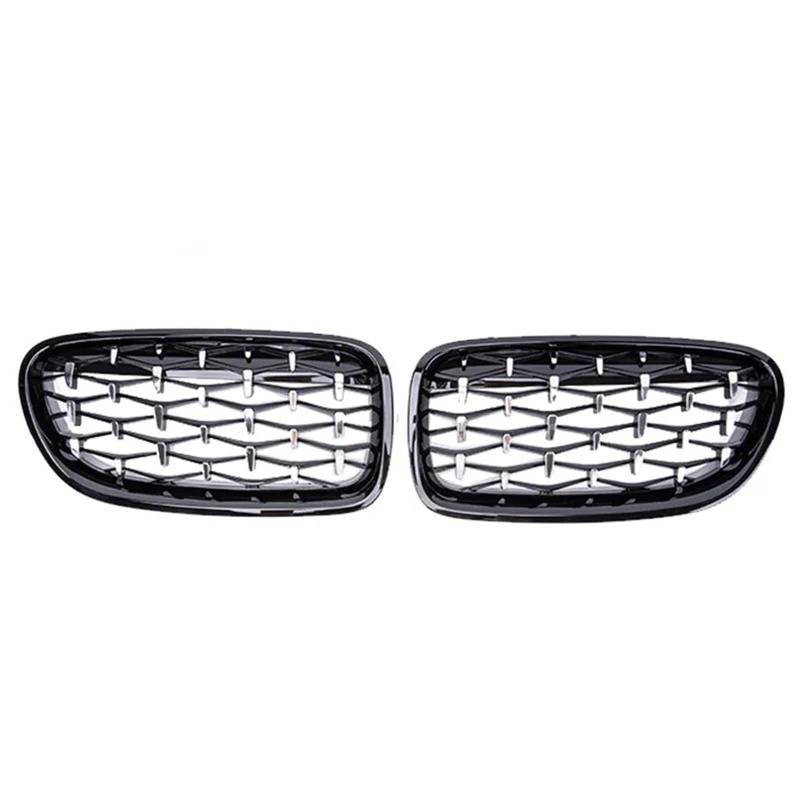 Nierengitter Grill Für 5 Series F10 F11 F18 520i 523i 528i 520d 530d 2010-2016 Auto Front Stoßstange Grill Gitter Diamant Niere Grille Kühlergrill Vorne(Black and Sliver) von YUCHUJCGSS