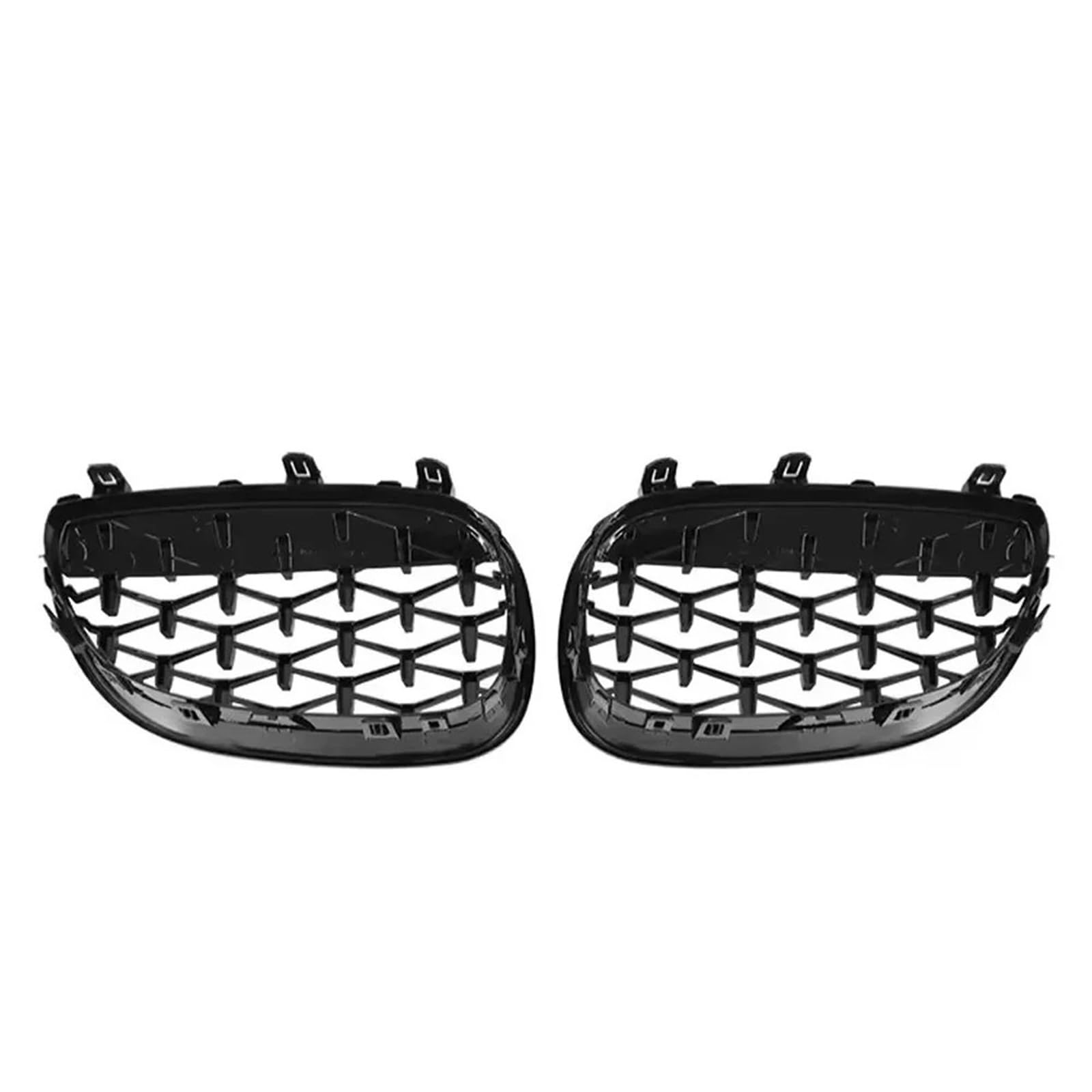 Nierengitter Grill Für 5er E60/E61 325i 2004-2009 Frontstoßstange Chrom-Raute-Stil Haubengitter Einzellinien-Stil Lamellengitter Kühlergrill Vorne(Diamond-Chrome Black) von YUCHUJCGSS