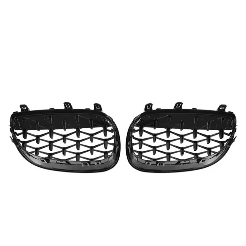Nierengitter Grill Für 5er E60/E61 325i 2004-2009 Frontstoßstange Chrom-Raute-Stil Haubengitter Einzellinien-Stil Lamellengitter Kühlergrill Vorne(Diamond-Chrome Black) von YUCHUJCGSS