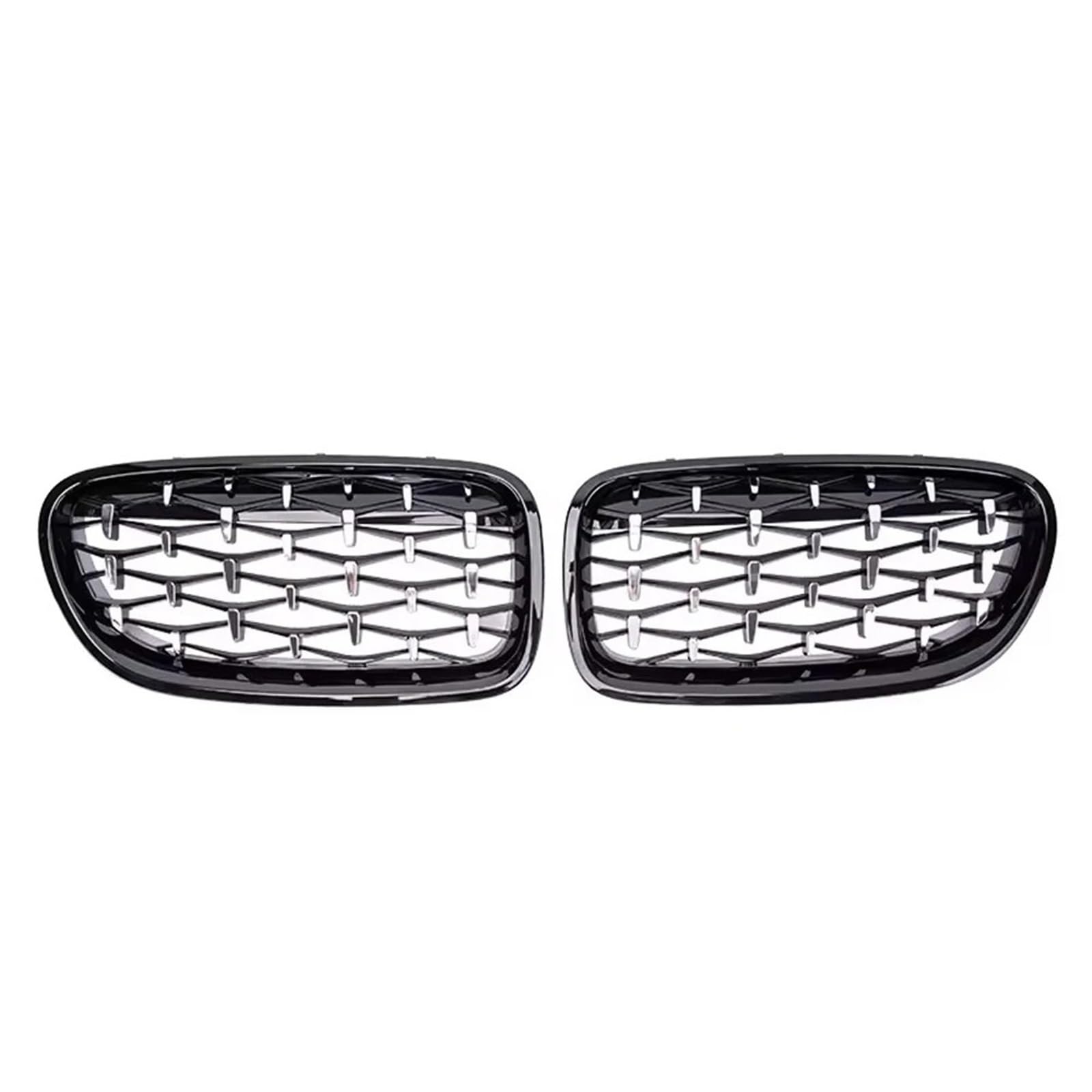 Nierengitter Grill Für 5er F10 F11 F18 2010-2017 528i 535i Doppellinien-Frontgrill Im Diamant-Rennstil Kühlergrill Vorne(Diamond-Chrome Black) von YUCHUJCGSS