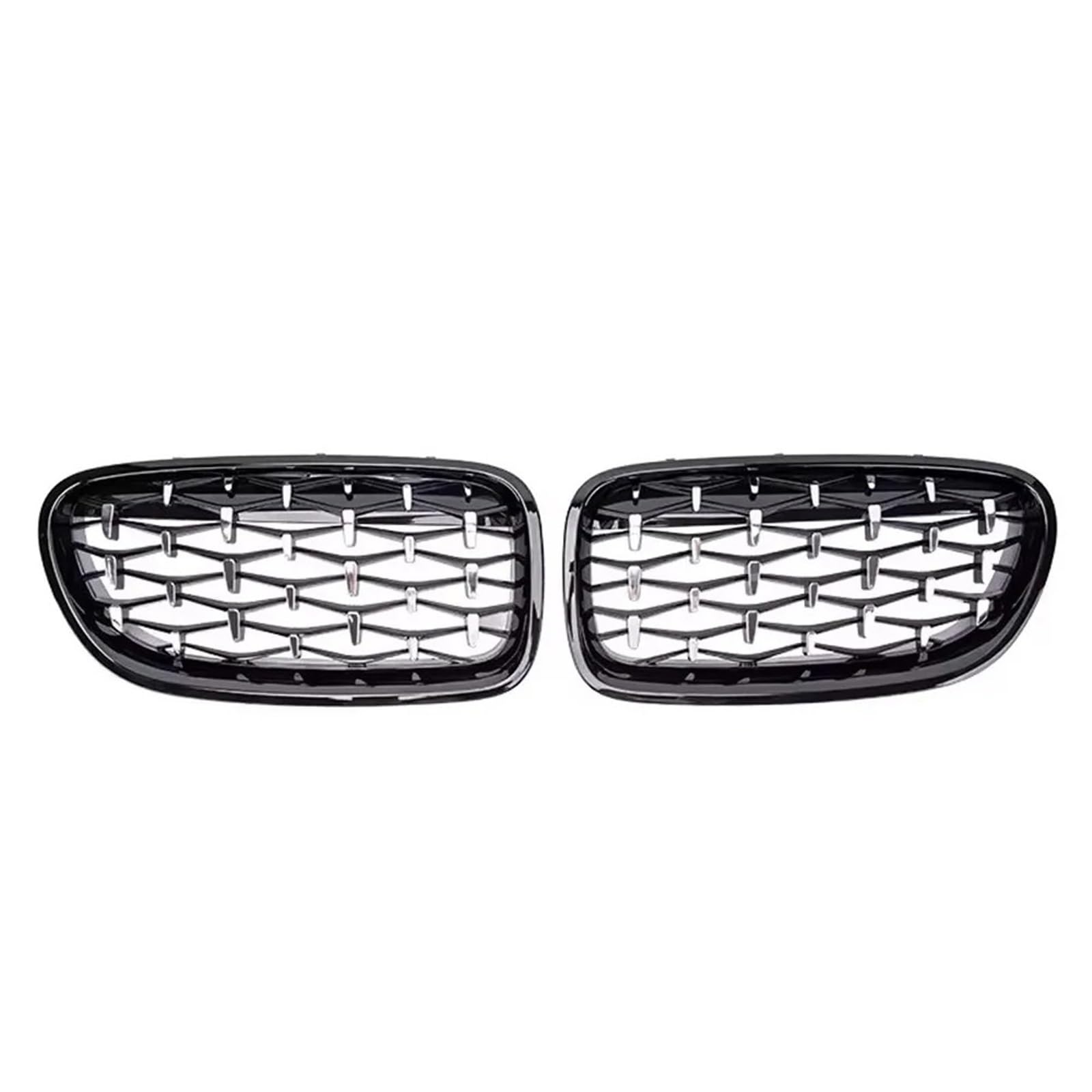Nierengitter Grill Für 5er F10 F11 F18 2010-2017 528i 535i Silberne Diamanten-Stil Obere Renngitter Frontstoßstange Doppellamellengitter Kühlergrill Vorne(Diamond-Chrome Black) von YUCHUJCGSS