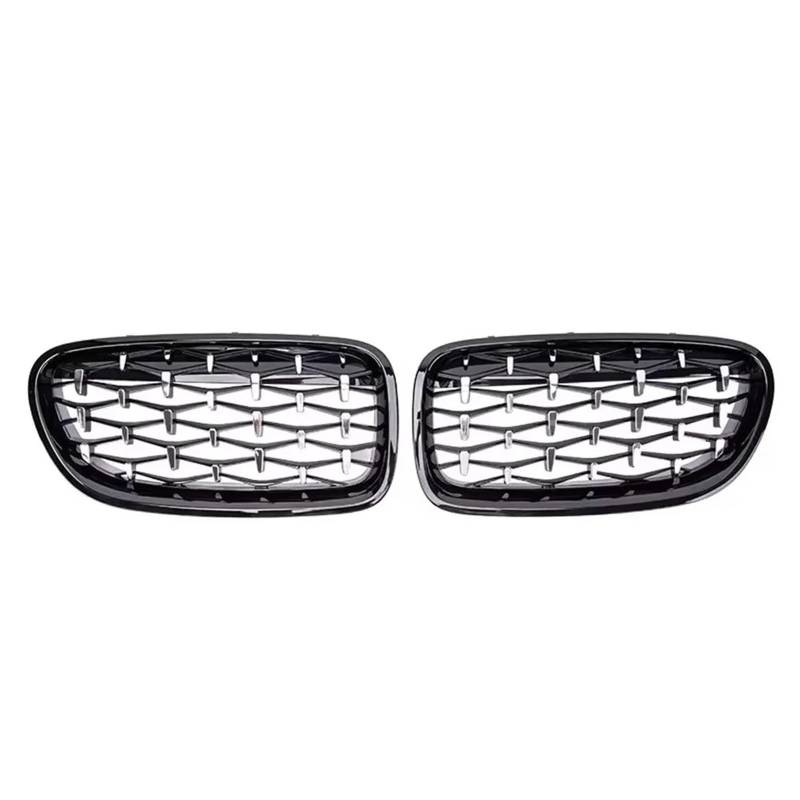 Nierengitter Grill Für 5er F10 F11 F18 2010-2017 528i 535i Silberne Diamanten-Stil Obere Renngitter Frontstoßstange Doppellamellengitter Kühlergrill Vorne(Diamond-Chrome Black) von YUCHUJCGSS