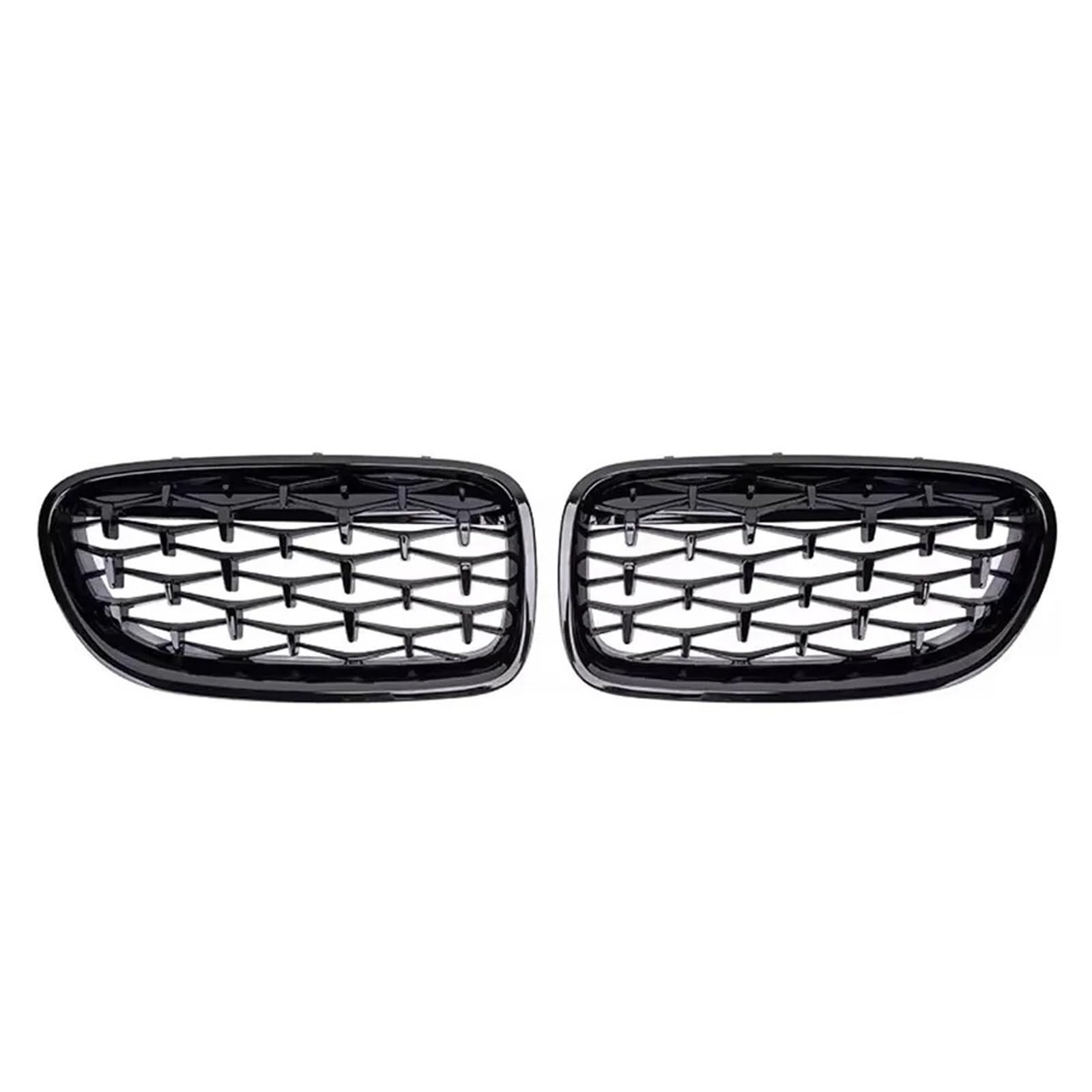 Nierengitter Grill Für 5er F10 F11 F18 2010-2017 528i 535i Silberne Diamanten-Stil Obere Renngitter Frontstoßstange Doppellamellengitter Kühlergrill Vorne(Diamond-Glossy Black) von YUCHUJCGSS