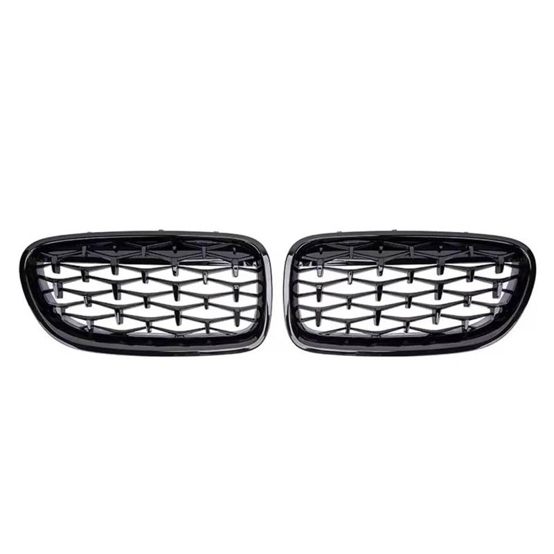 Nierengitter Grill Für 5er F10 F11 F18 2010-2017 528i 535i Silberne Diamanten-Stil Obere Renngitter Frontstoßstange Doppellamellengitter Kühlergrill Vorne(Diamond-Glossy Black) von YUCHUJCGSS