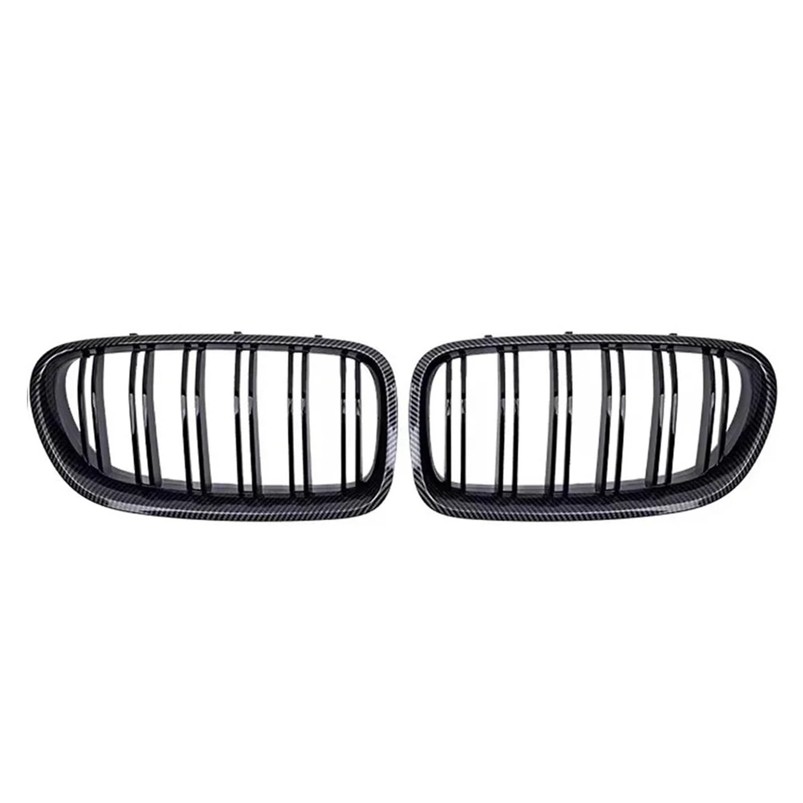 Nierengitter Grill Für 5er F10 F11 F18 2010-2017 528i 535i Silberne Diamanten-Stil Obere Renngitter Frontstoßstange Doppellamellengitter Kühlergrill Vorne(Double-Carbon Look) von YUCHUJCGSS