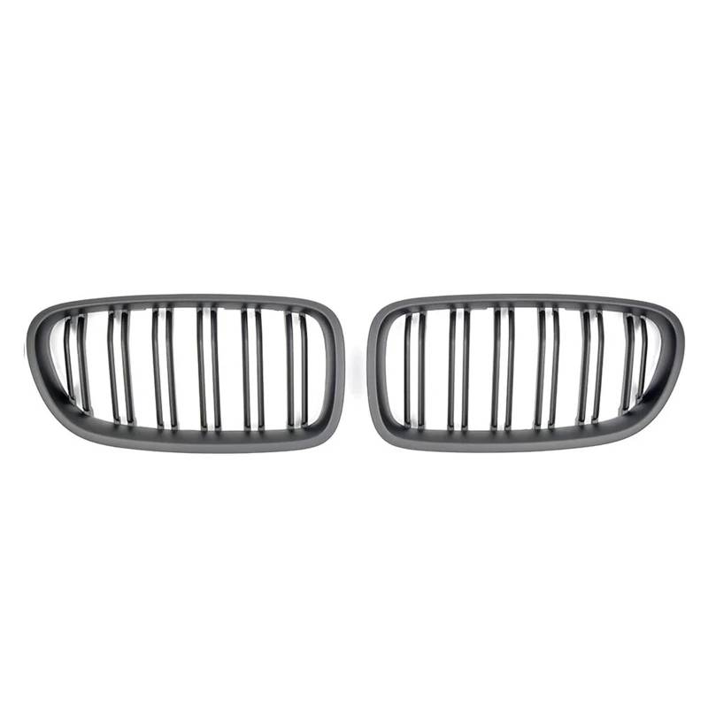 Nierengitter Grill Für 5er F10 F11 F18 2010-2017 528i 535i Silberne Diamanten-Stil Obere Renngitter Frontstoßstange Doppellamellengitter Kühlergrill Vorne(Double-Matte Black) von YUCHUJCGSS