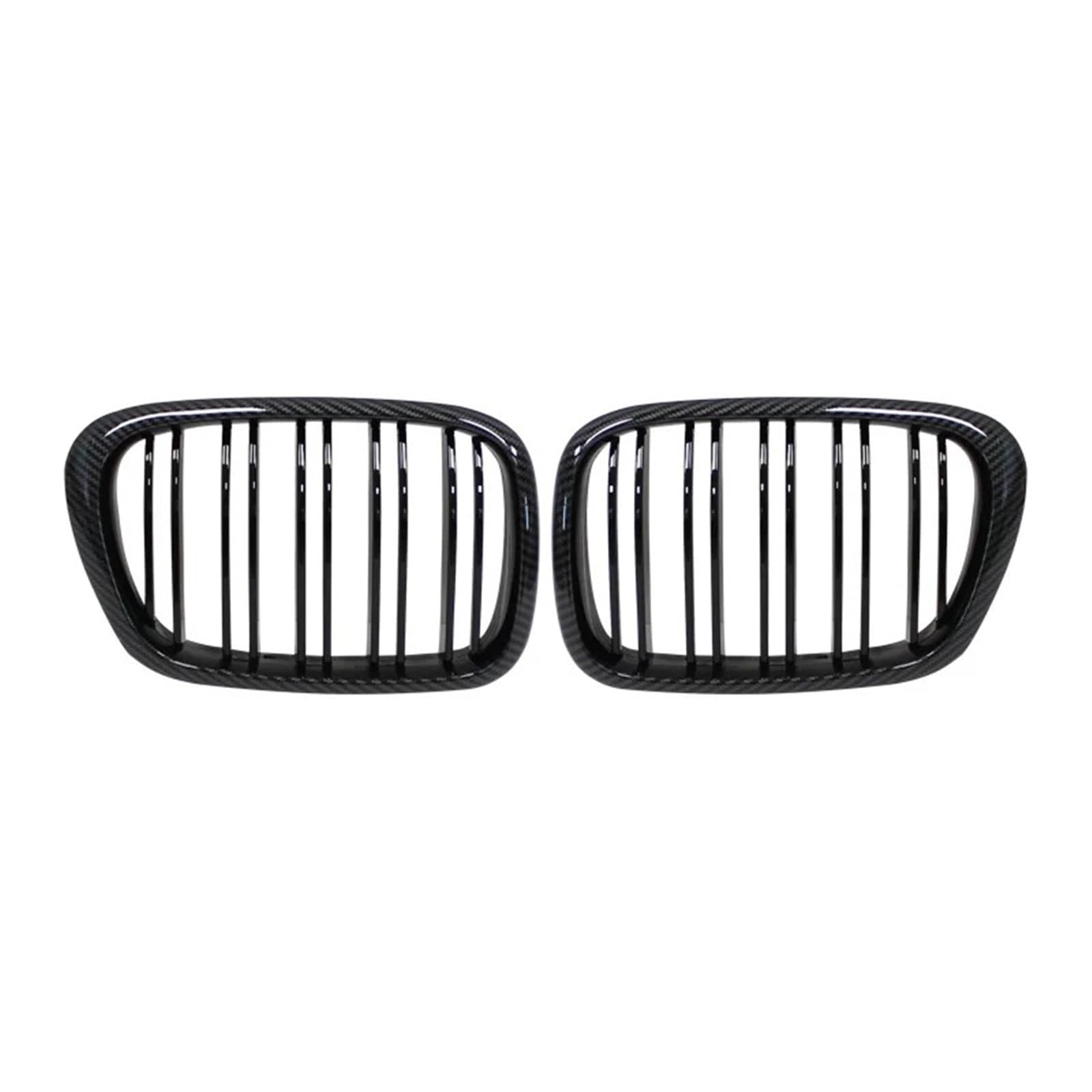 Nierengitter Grill Für E39 5-Serie 525 528 530 Für M5 1997 1998 1999 2000 2001 2002 2003 Front Hood Niere Grill ABS Dual Line Kühlergrill Vorne(Carbon Look) von YUCHUJCGSS