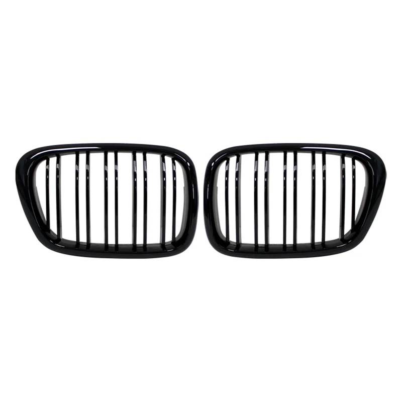 Nierengitter Grill Für E39 5-Serie 525 528 530 Für M5 1997-2003 Glänzend Schwarz Front Hood Niere Grill ABS Dual Linie Kühlergrill Vorne(Gloss Black) von YUCHUJCGSS