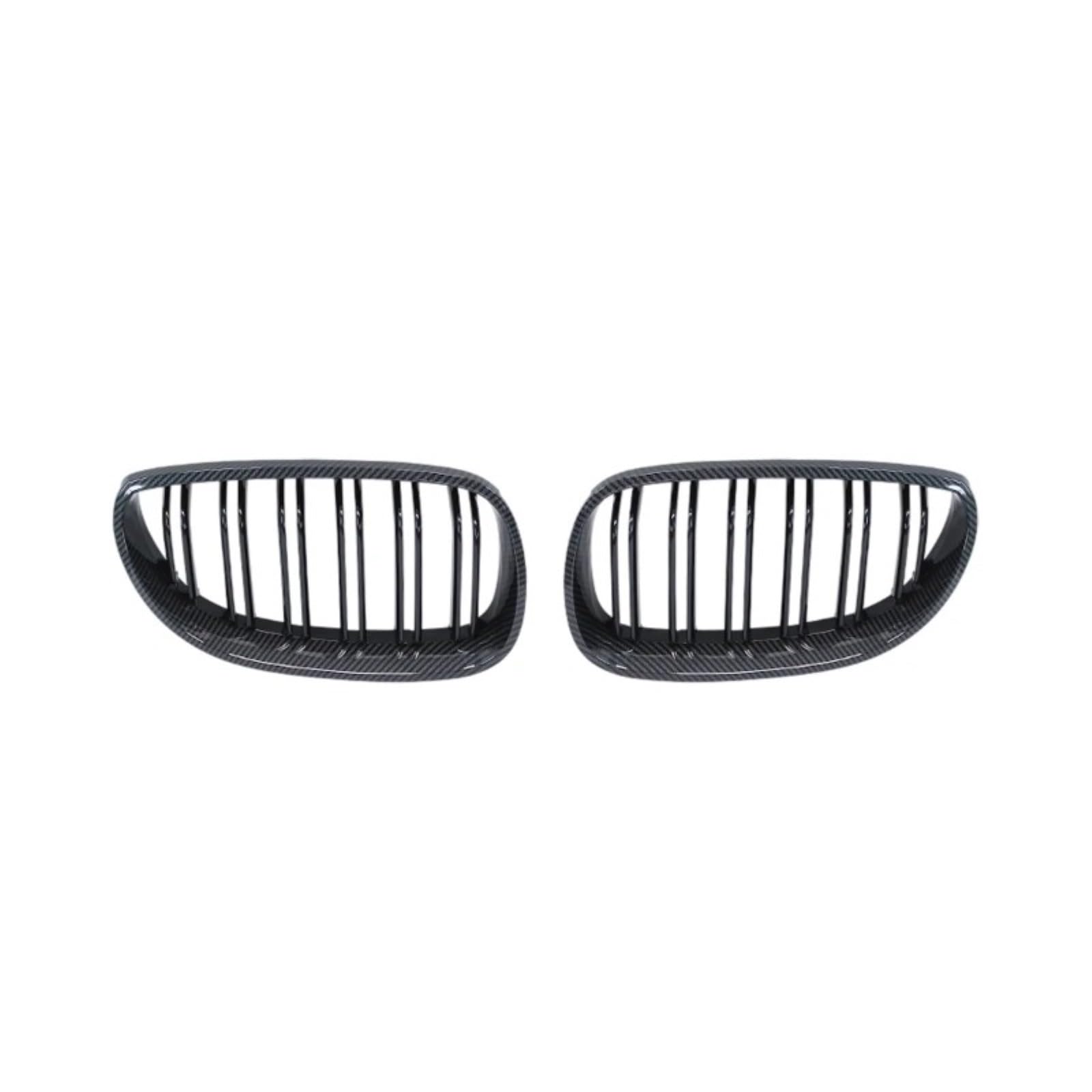 Nierengitter Grill Für E60 E61 5 Series 2003-2009 Auto Frontstoßstangengrill Nieren-Racing-Grillgitter Glanzschwarz Auto Doppellamelle Kühlergrill Vorne(Double Line Carbon) von YUCHUJCGSS