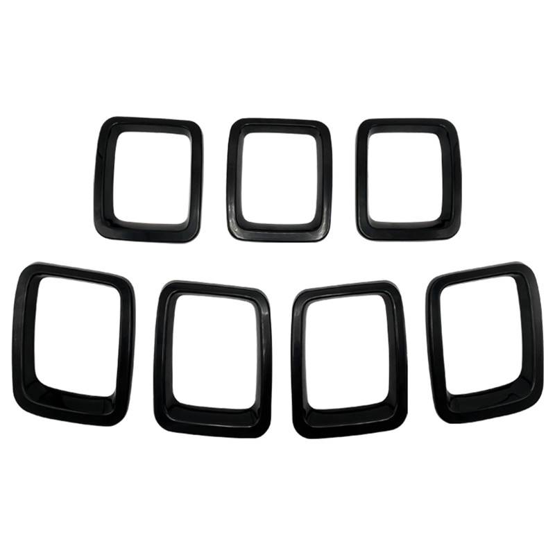 Nierengitter Grill Für Jeep Für Compass 2017-2021 Autozubehör Kühlergrillabdeckung Grillringeinsätze Rahmenverkleidungen Kit Kunststoffbelüftung Kühlergrill Vorne(Black unpainted) von YUCHUJCGSS