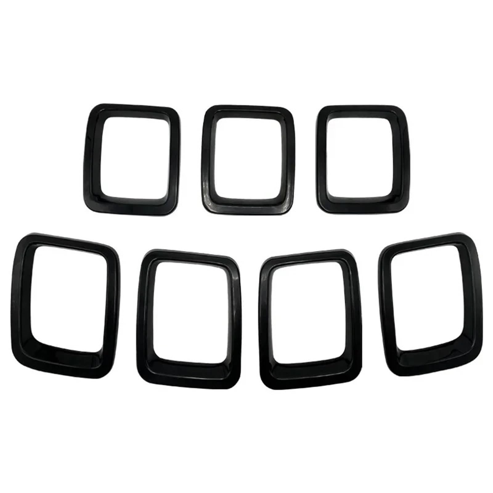 Nierengitter Grill Für Jeep Für Compass MP 2017–2020 7-teiliges Auto-Carbon-Grill-Einsätze ABS-Frontgrill-Abdeckungsrahmen Zierleisten-Kit Außenzubehör Kühlergrill Vorne(Black) von YUCHUJCGSS