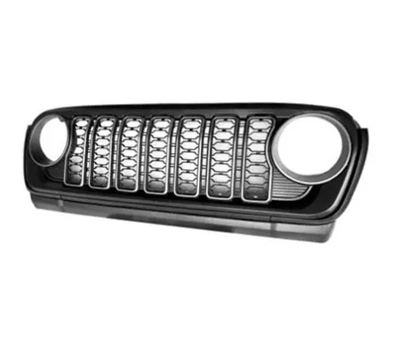 Nierengitter Grill Für Jeep Für Wrangler JL Für Gladiator JT 2018 2019 2020 2021 2022 2023 2024 Auto Kühlergrill Schwarz Mesh Grille Kühlergrill Vorne(No Camera Hole) von YUCHUJCGSS