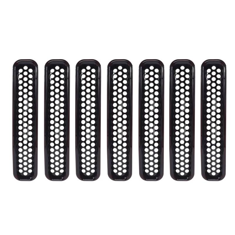 Nierengitter Grill Für Jeep Für Wrangler TJ Für Unlimited 1997 1998 1999 2000 2001 2002 2003 2004 2005 2006 Honeycomb Mesh Front Grill Einsätze Kit 7PCS Kühlergrill Vorne von YUCHUJCGSS