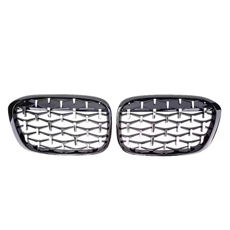 Nierengitter Grill Für X1 F48 F49 2016–2019 Glänzend Schwarze Diamanten Frontstoßstangen-Nierengitter Glänzende Obere Gitter Im Linienstil Kühlergrill Vorne(Diamond-Chrome Black) von YUCHUJCGSS