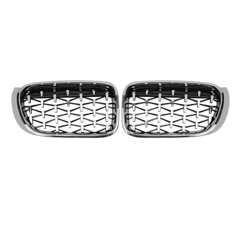 Nierengitter Grill Für X3 F25 Für X4 F26 2014-2017 1-Paar Chrom Silber Front Nierengrill Diamanten Frontstoßstangengrill Doppellamellengrill Kühlergrill Vorne(M Chrome Silver) von YUCHUJCGSS